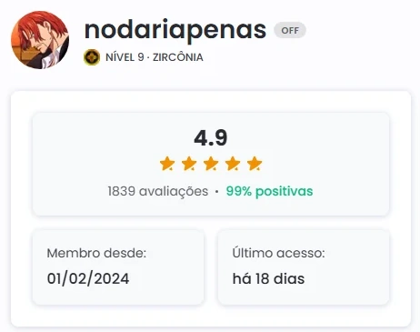 Print do perfil nodariapenas na GGMAX, capturado em 26/10/2026.